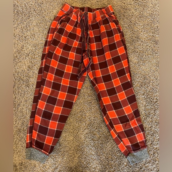 Aerie Plaid Jogger Lounge Pants Red Brown Elastic Waist Kids Approx Age 7–8 - Picture 3 of 4